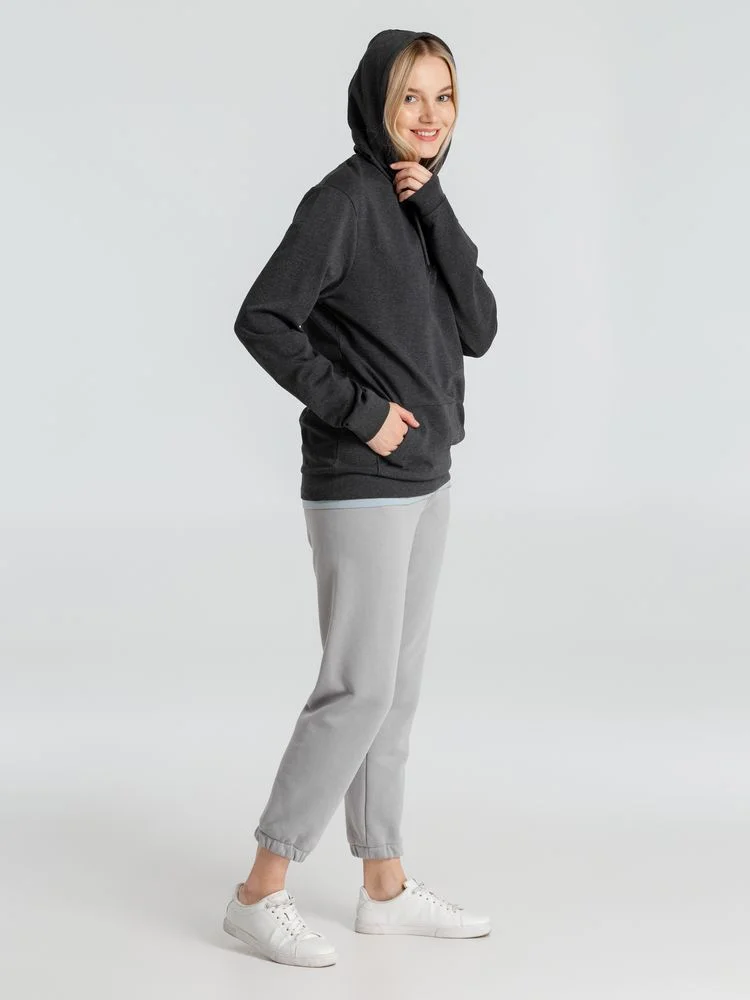 Толстовка с капюшоном унисекс Hoodie серый меланж антрацит антрацит серый меланж - фото 16