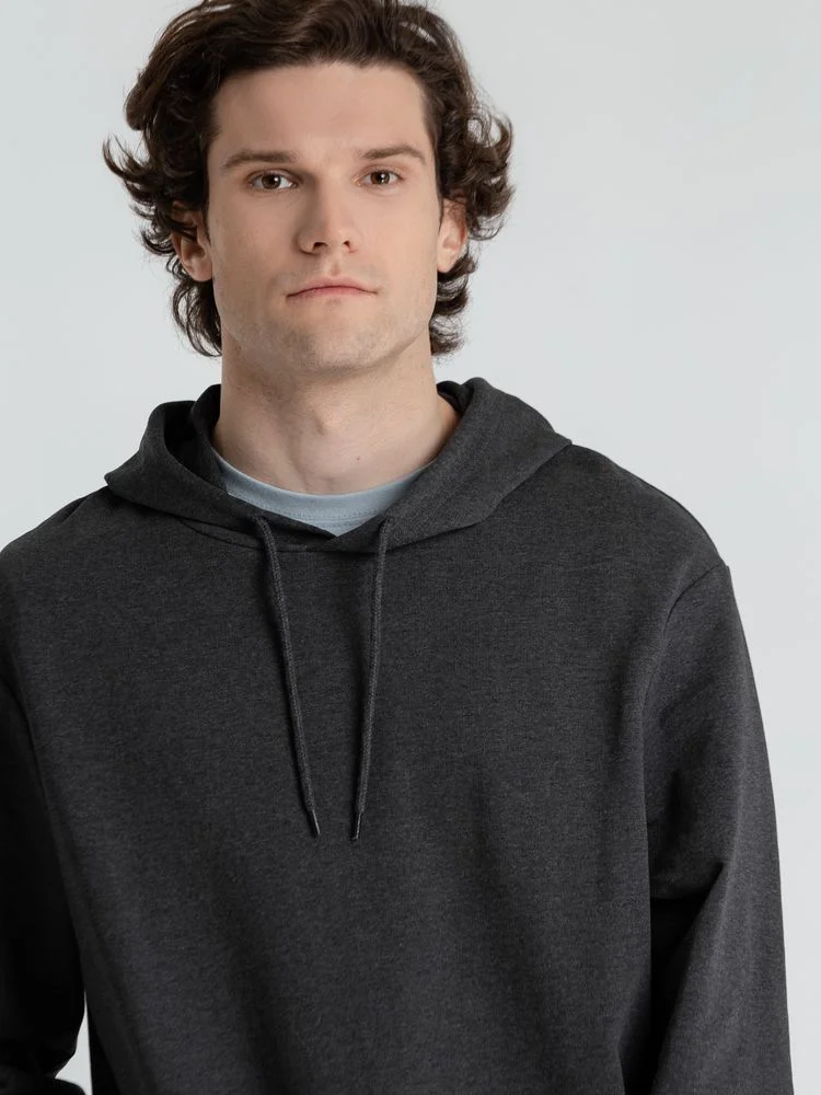 Толстовка с капюшоном унисекс Hoodie серый меланж антрацит антрацит серый меланж - фото 8