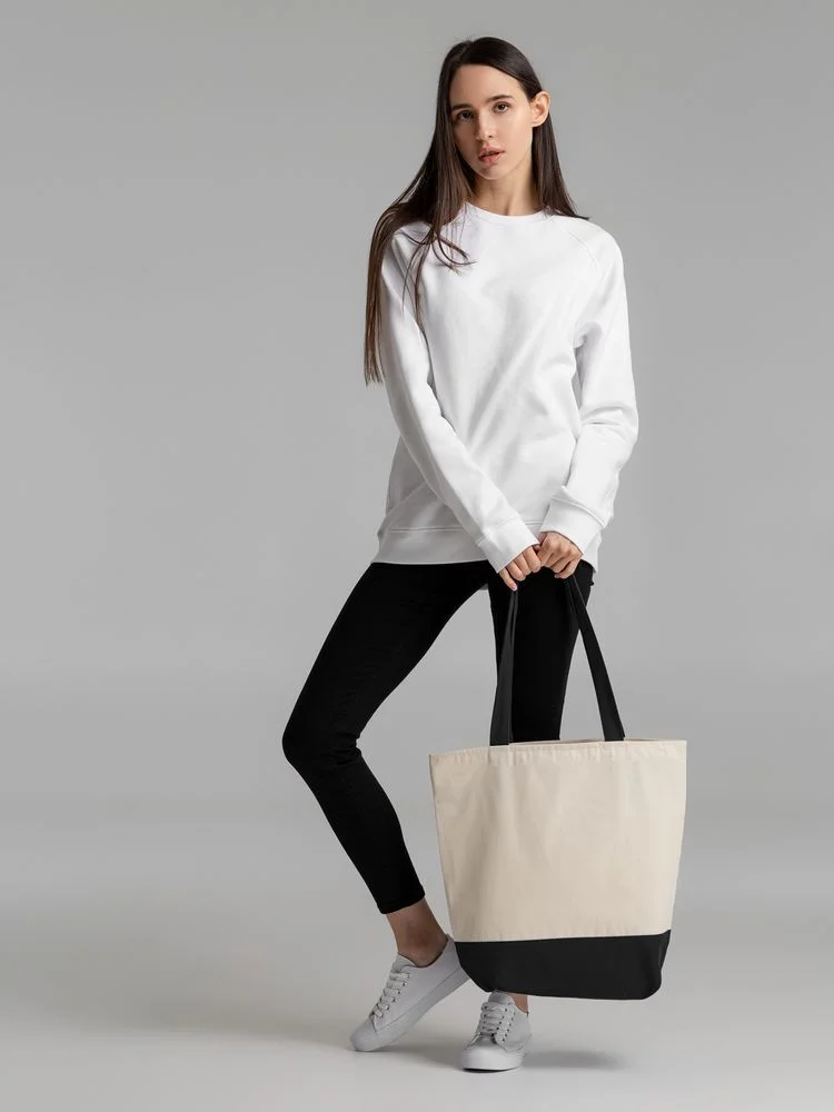 Сумка для покупок на молнии Shopaholic Zip неокрашенная с черным - фото 6