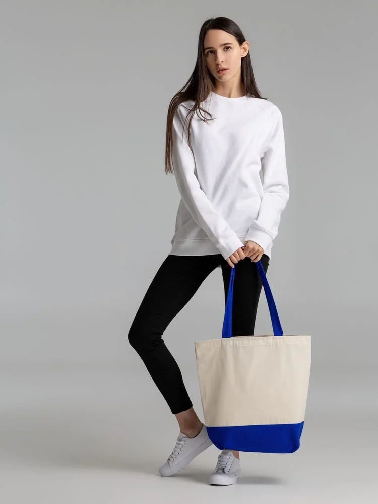 Сумка для покупок на молнии Shopaholic Zip неокрашенная с синим - фото 10