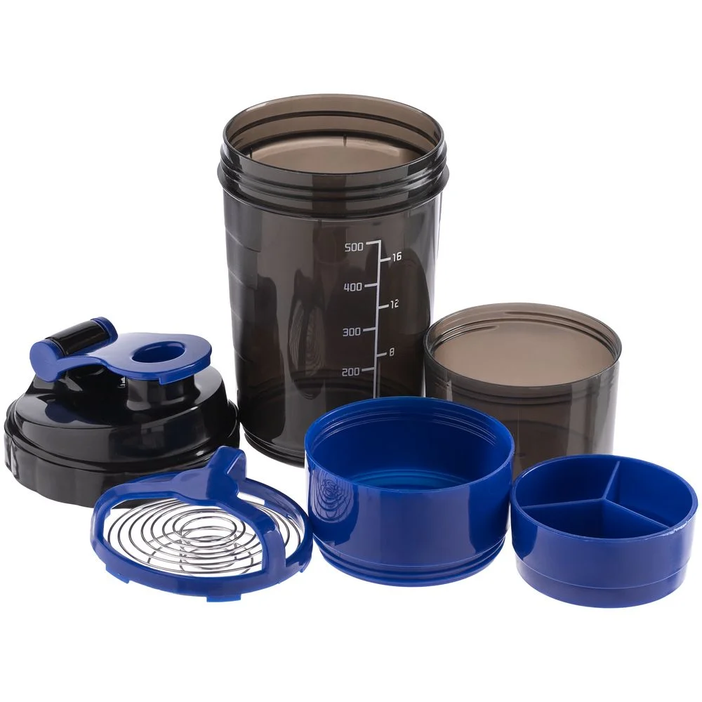 Спортивный шейкер с контейнером Tonus, черно-синий - фото 2