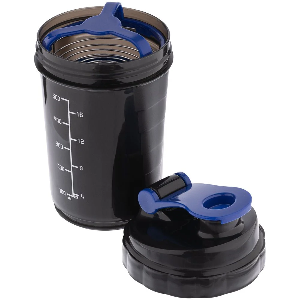 Спортивный шейкер с контейнером Tonus, черно-синий - фото 3