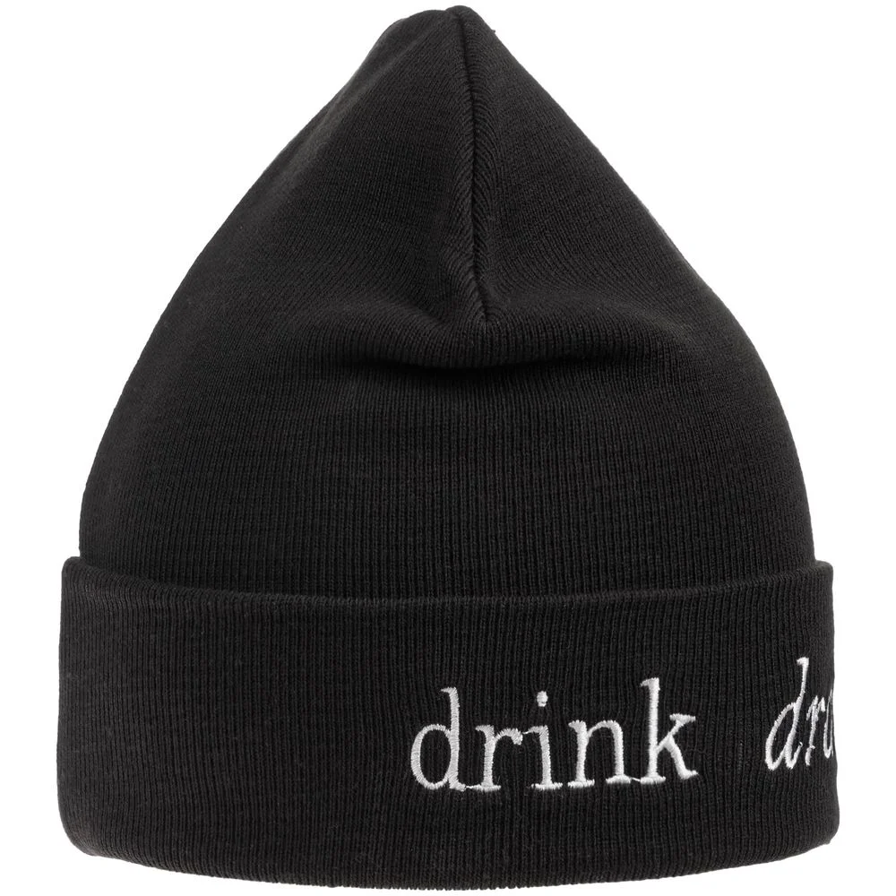 Шапка с вышивкой Drunk черная - фото 4