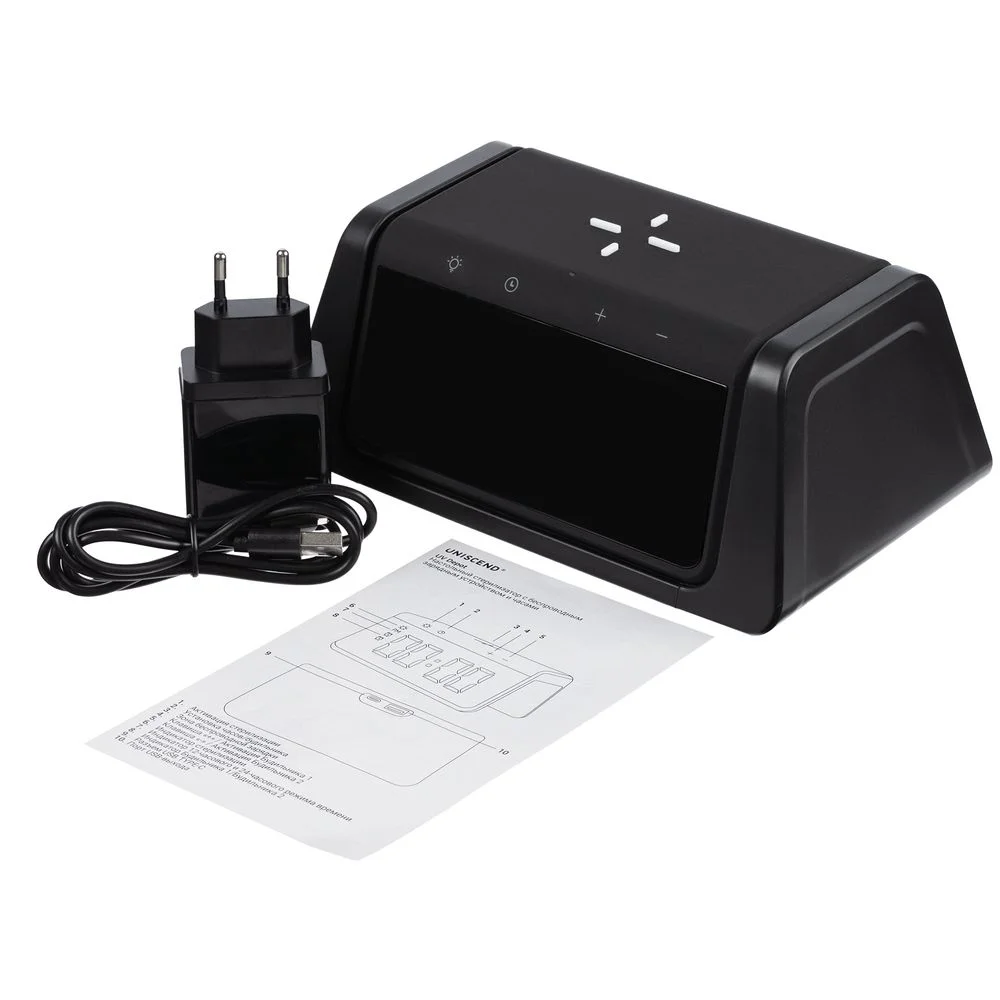 Настольный стерилизатор с беспроводной зарядкой и часами UV Depot, черный - фото 8