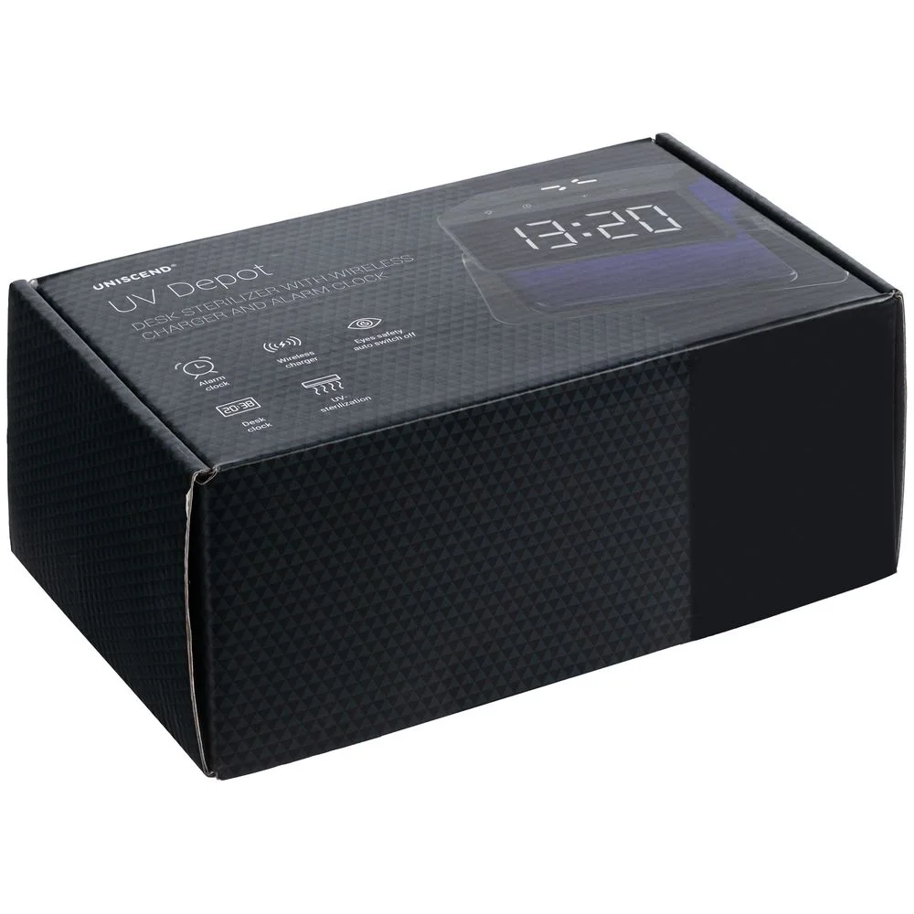 Настольный стерилизатор с беспроводной зарядкой и часами UV Depot, черный - фото 9