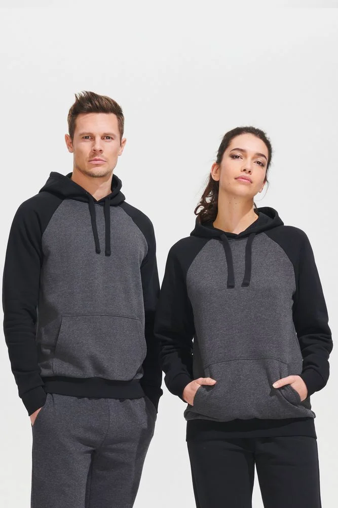 Толстовка унисекс Seattle, темный меланж с черным - фото 6