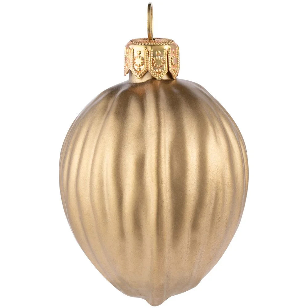 Елочная игрушка «Грецкий орех», матовое золото - фото 2
