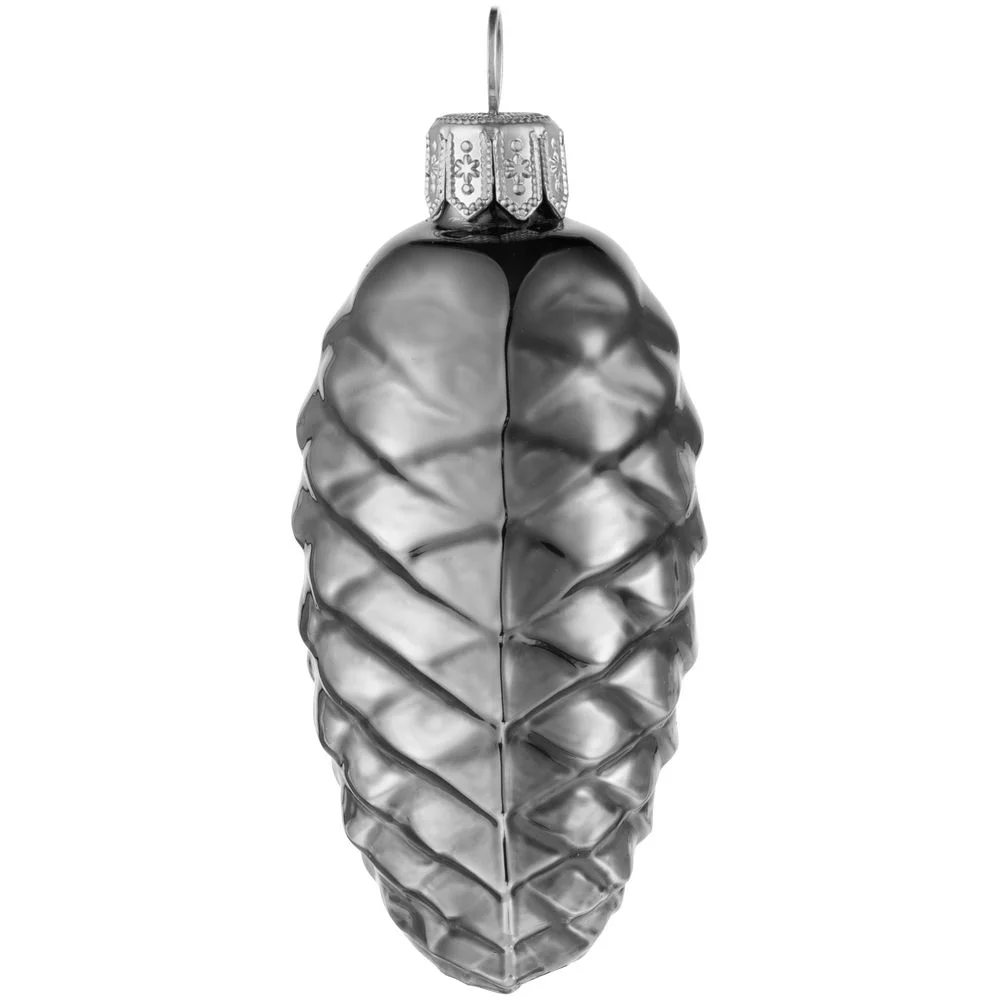 Елочная игрушка «Шишка», серая (графит) - фото 2