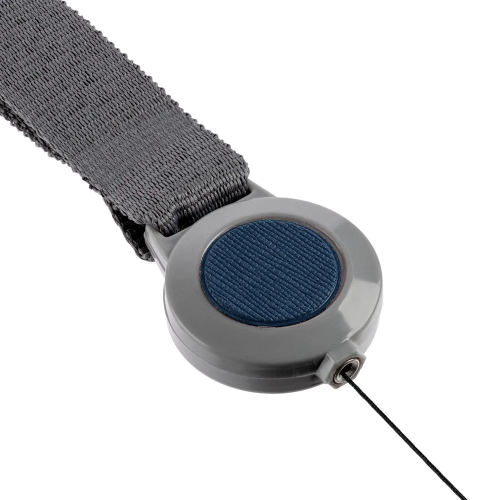 Лента для бейджа с ретрактором Devon серая с синим - фото 3