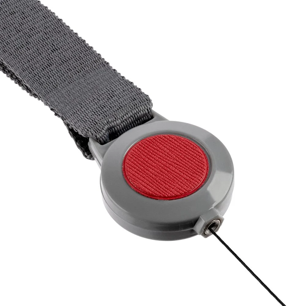 Лента для бейджа с ретрактором Devon, серая с красным - фото 2