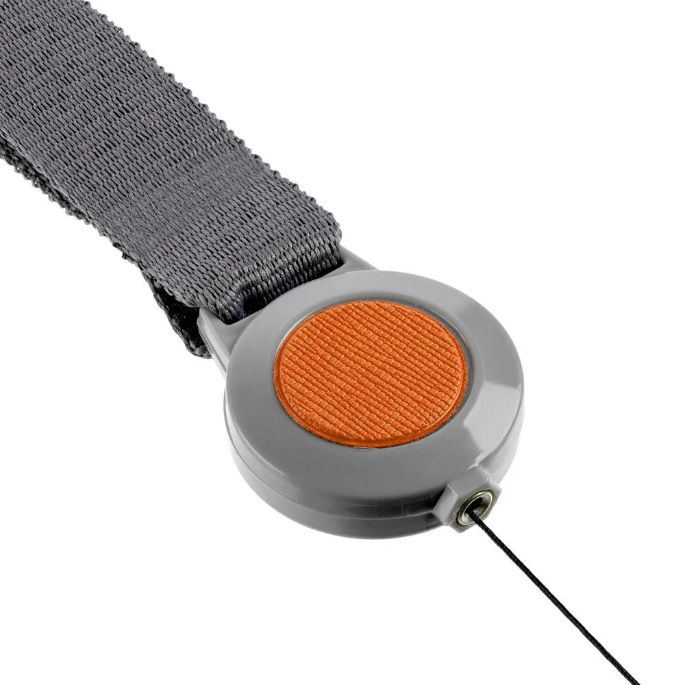 Лента для бейджа с ретрактором Devon серая с оранжевым - фото 3