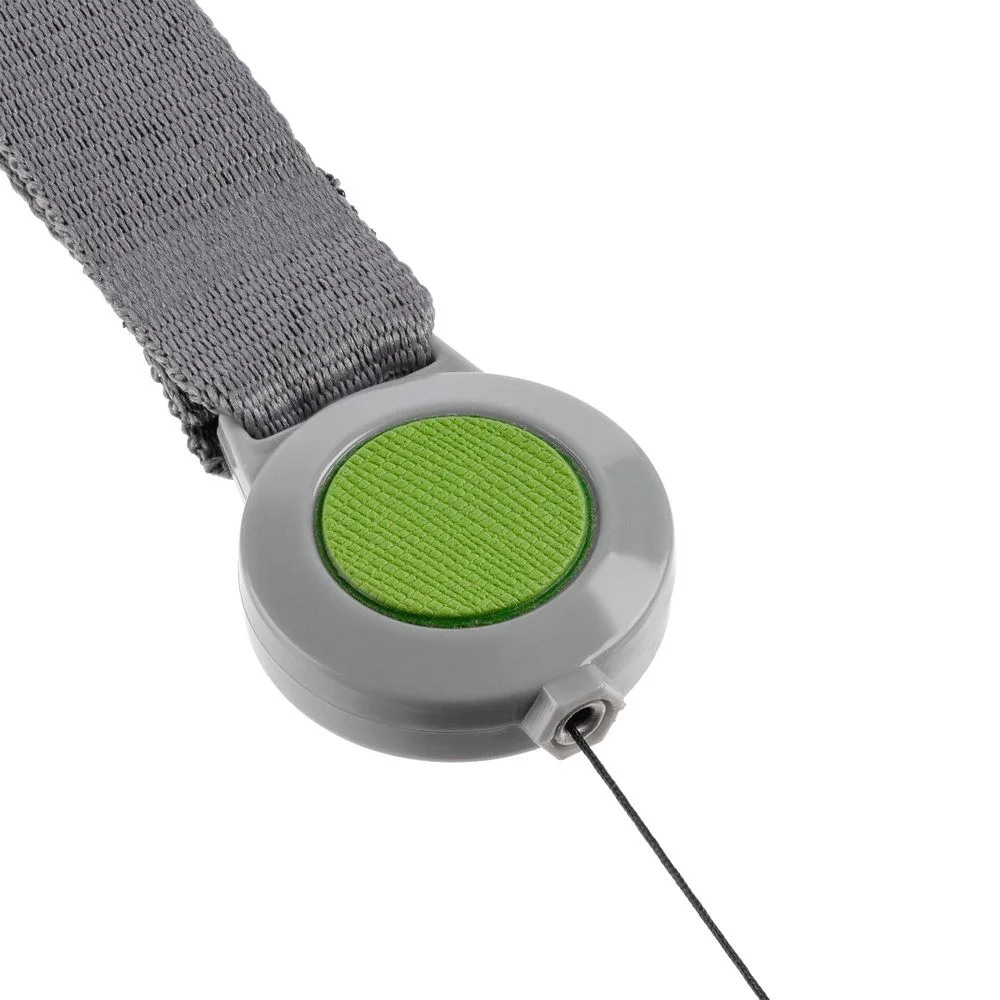 Лента для бейджа с ретрактором Devon серая с зеленым - фото 3