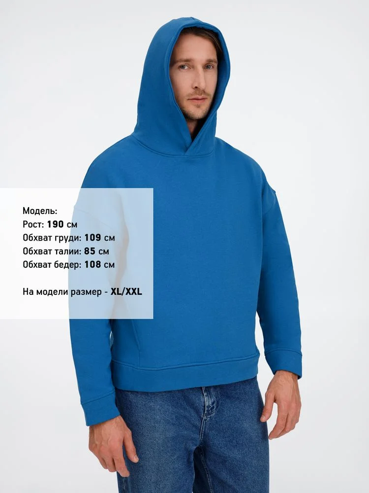 Худи оверсайз унисекс Tolla, синее (джинс) - фото 12
