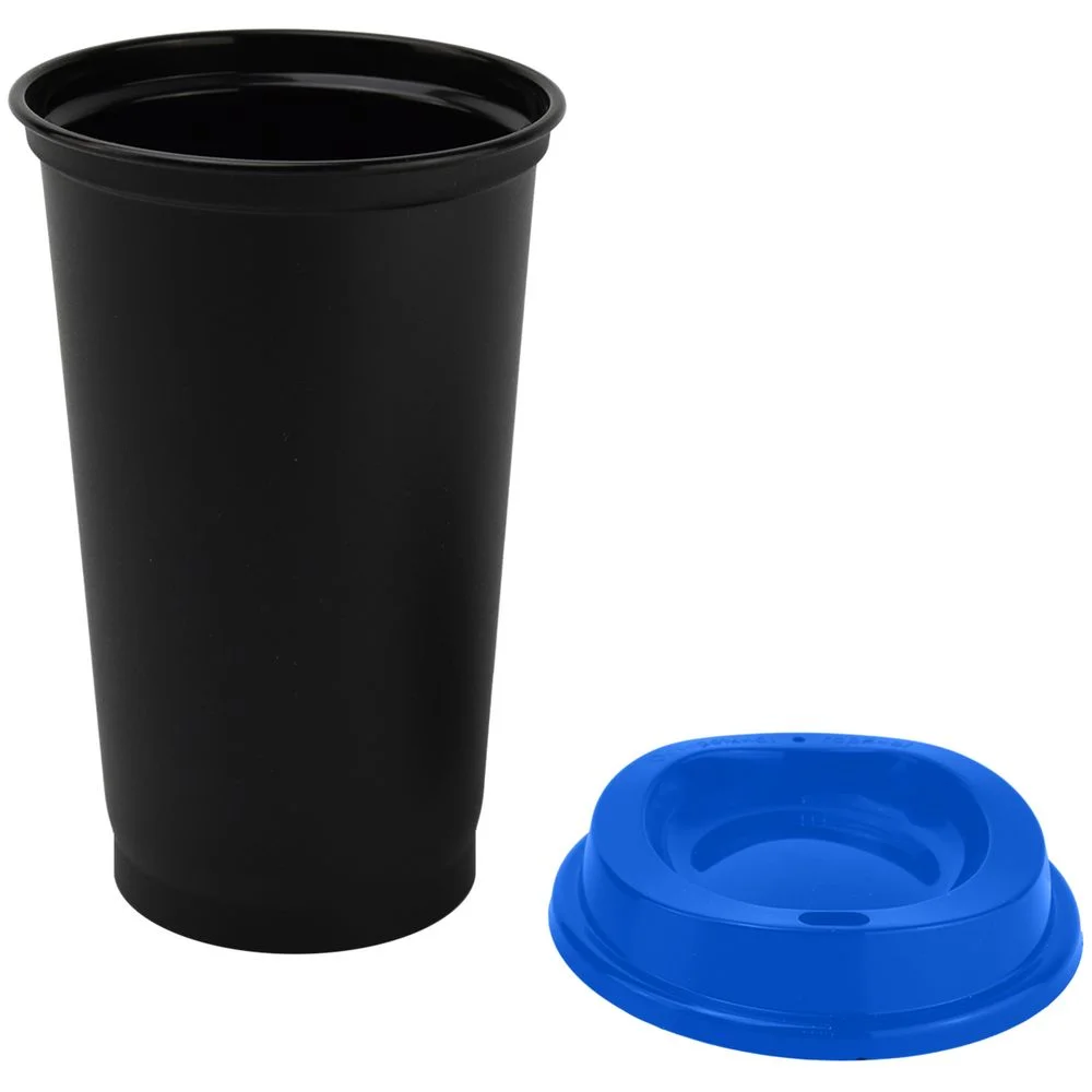 Стакан с крышкой Color Cap Black черный с синим - фото 2
