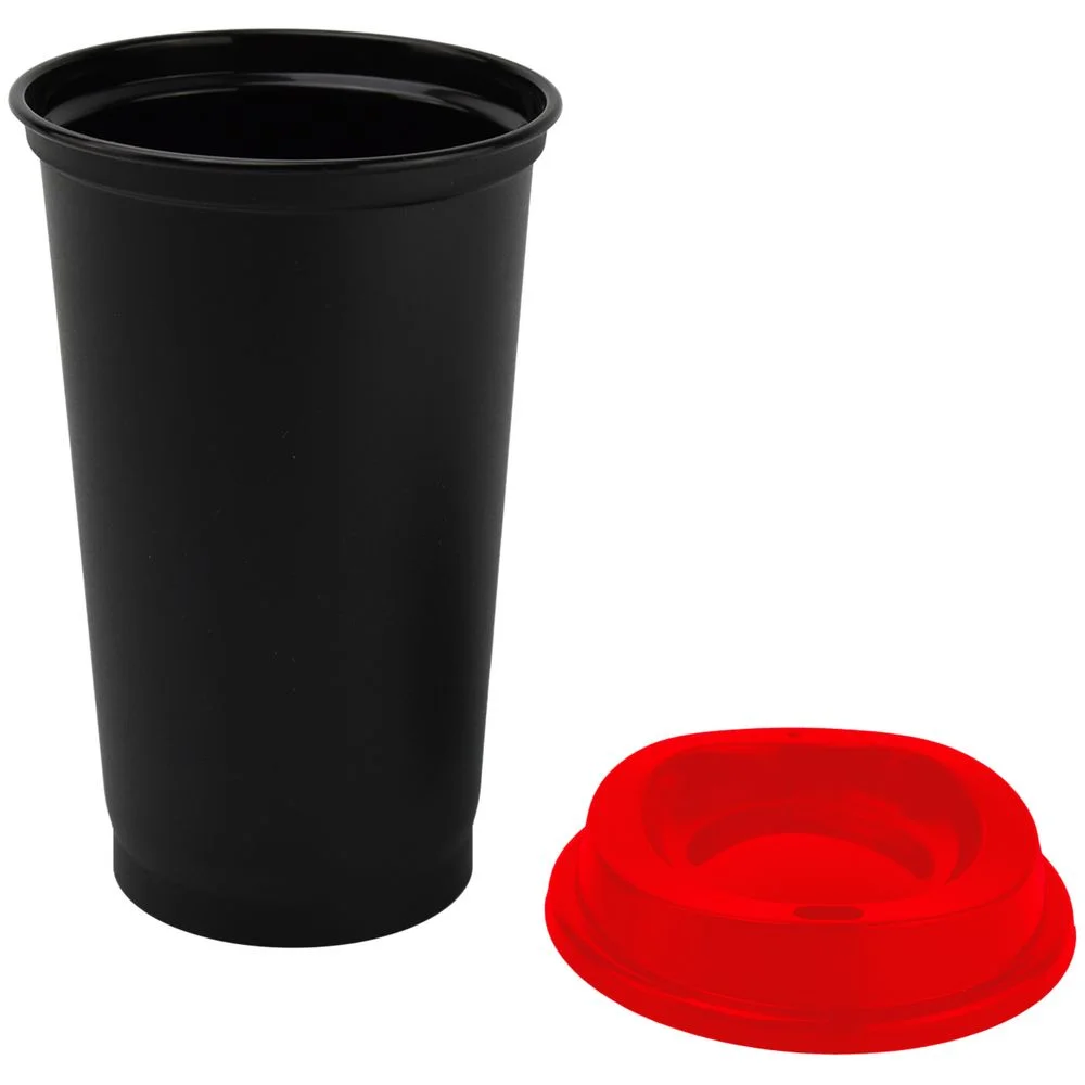 Стакан с крышкой Color Cap Black черный с красным - фото 2