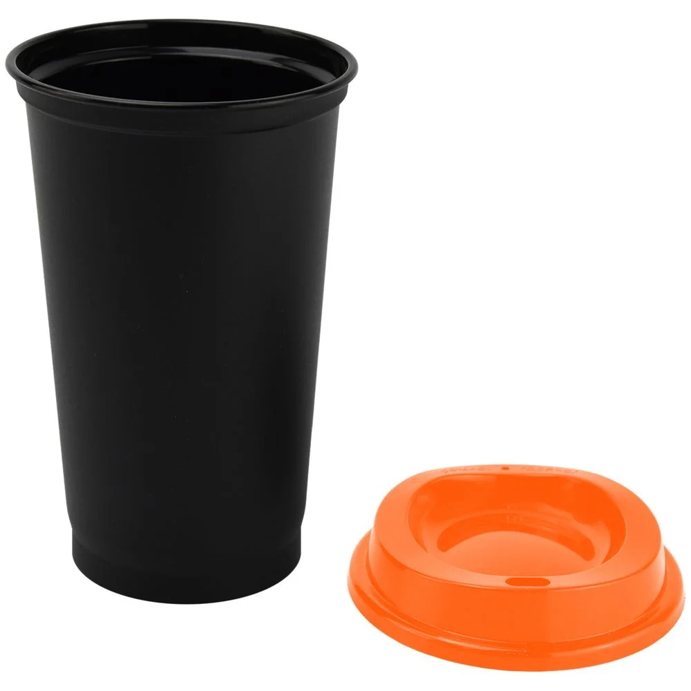 Стакан с крышкой Color Cap Black черный с оранжевым - фото 2