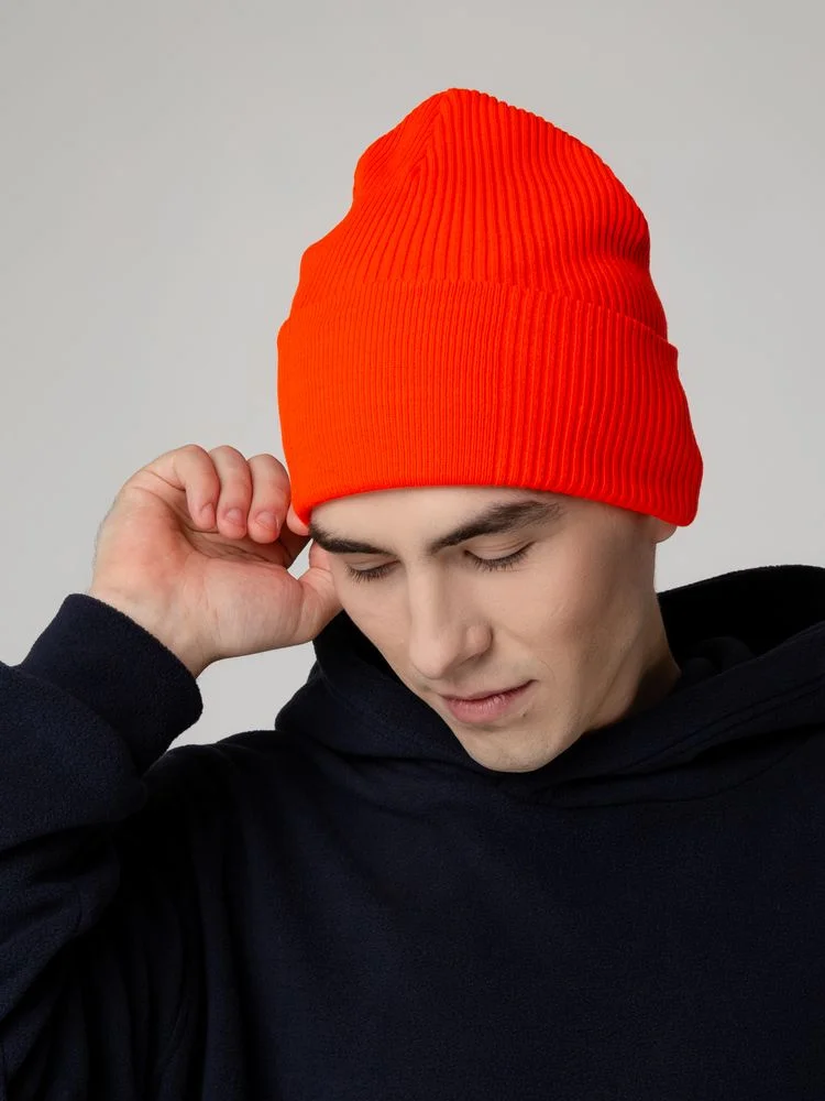 Шапка Real Rib, красно-оранжевая - фото 5