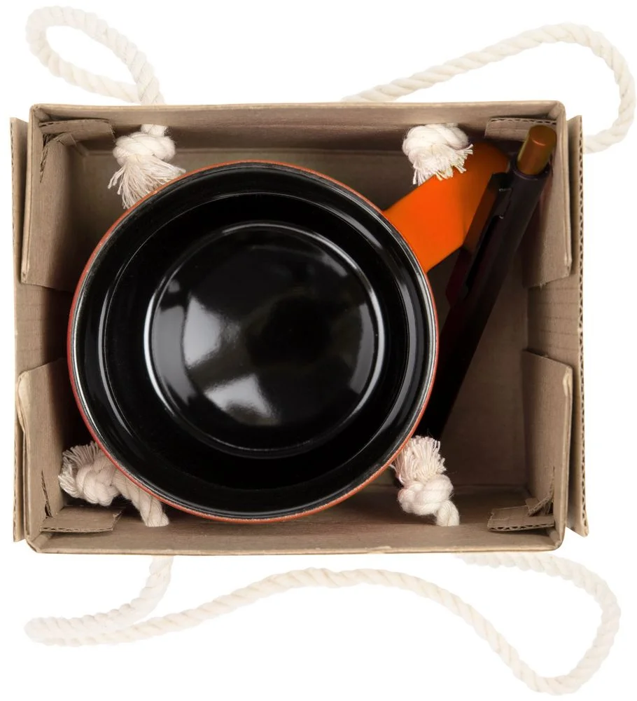 Набор Color Block: кружка и ручка оранжевый с черным - фото 2