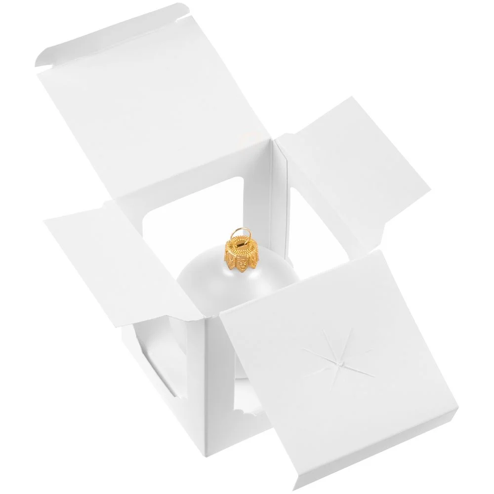 Елочный шар Gala Matt в коробке 8,5 см белый - фото 5