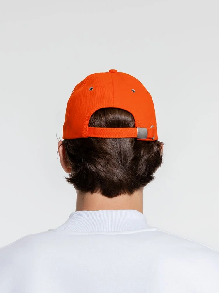 Бейсболка Classic, оранжевая с белым кантом - фото 6