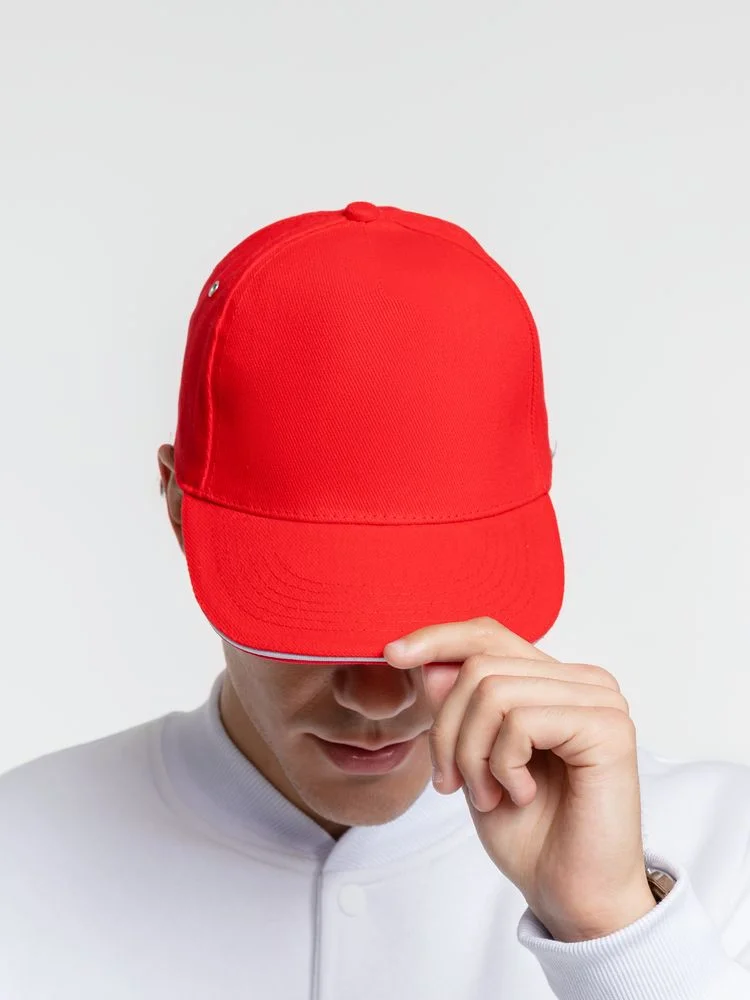 Бейсболка Classic, красная с белым кантом - фото 5