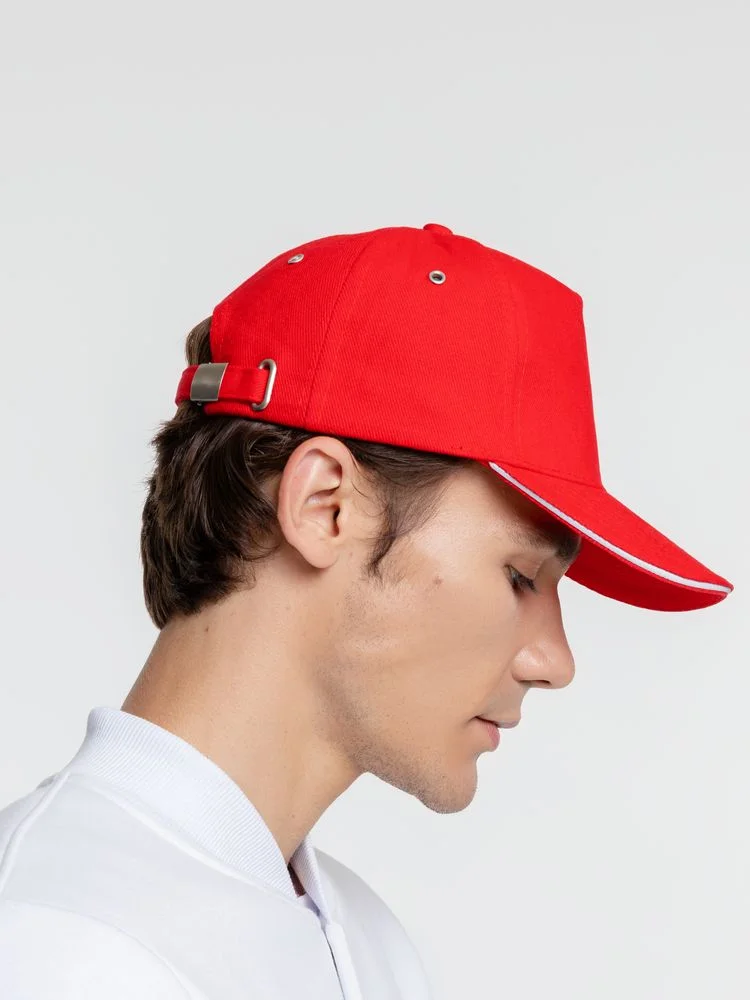 Бейсболка Classic, красная с белым кантом - фото 6