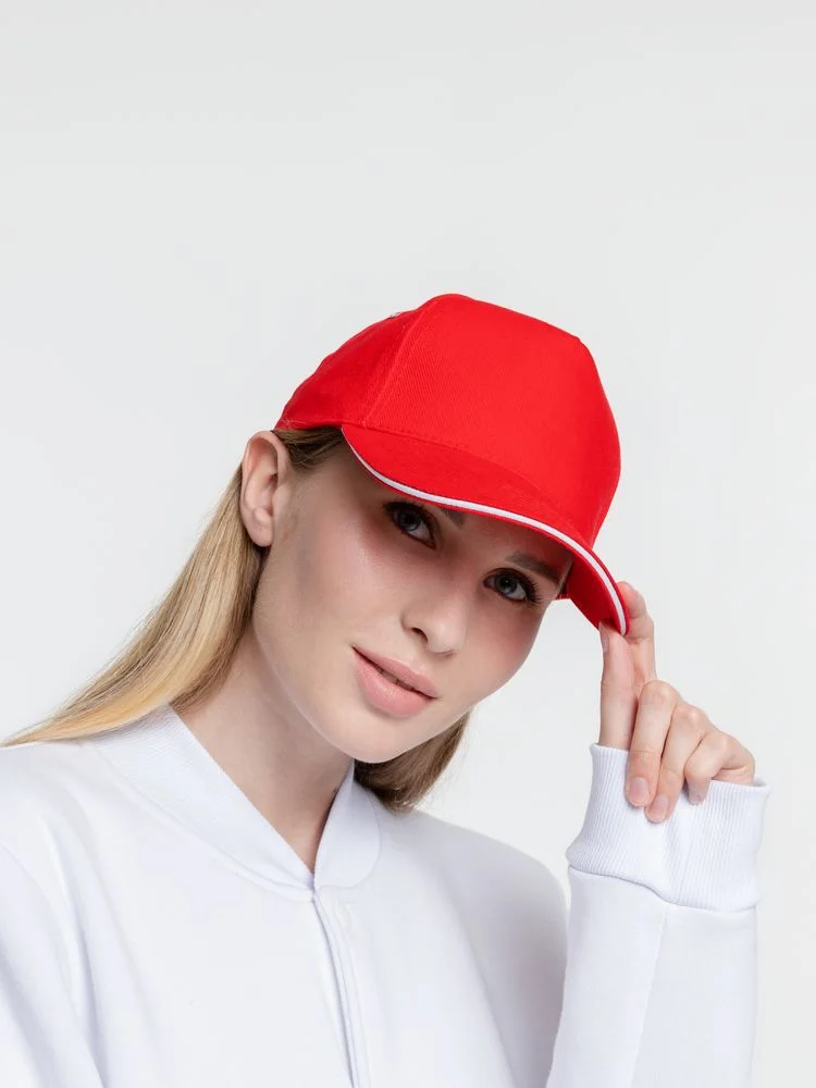 Бейсболка Classic, красная с белым кантом - фото 8