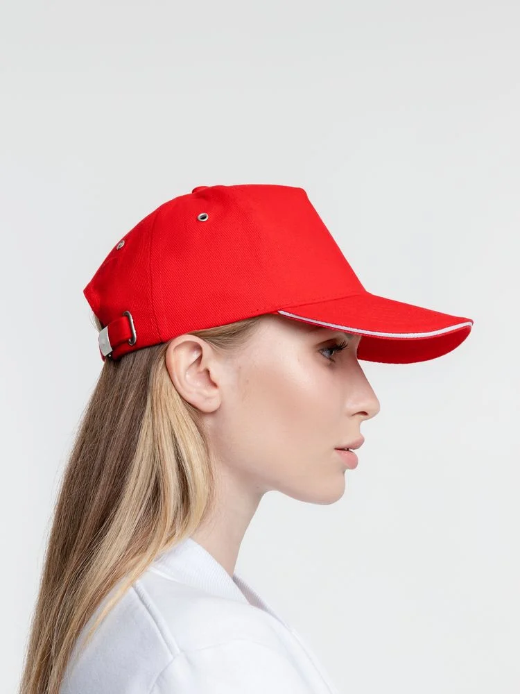 Бейсболка Classic, красная с белым кантом - фото 9