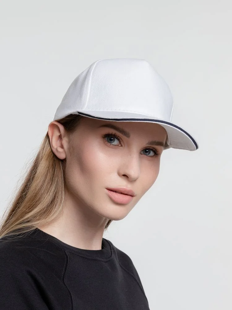 Бейсболка Classic, белая с темно-синим кантом - фото 5