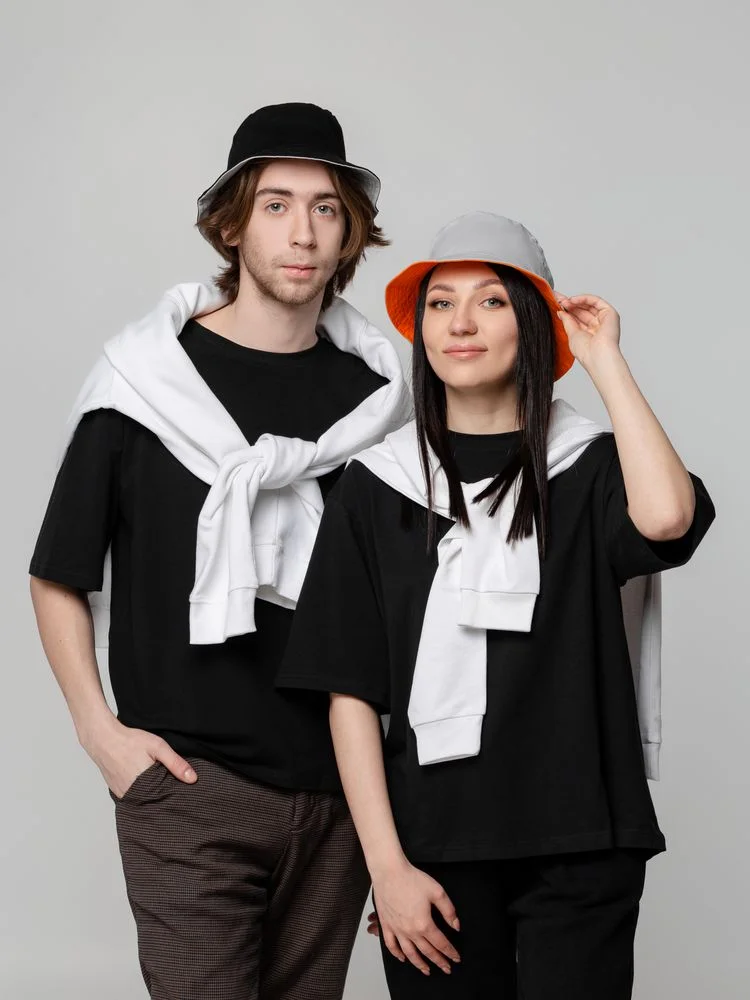 Панама Summer двусторонняя, черная с серым - фото 7