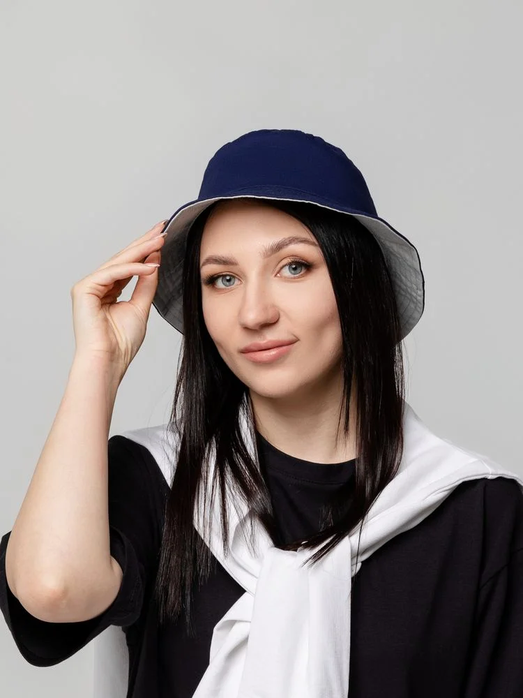 Панама Summer двусторонняя, синяя с серым - фото 6