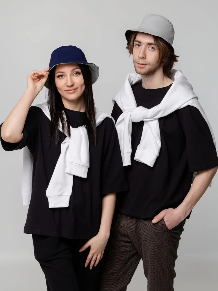 Панама Summer двусторонняя, синяя с серым - фото 7