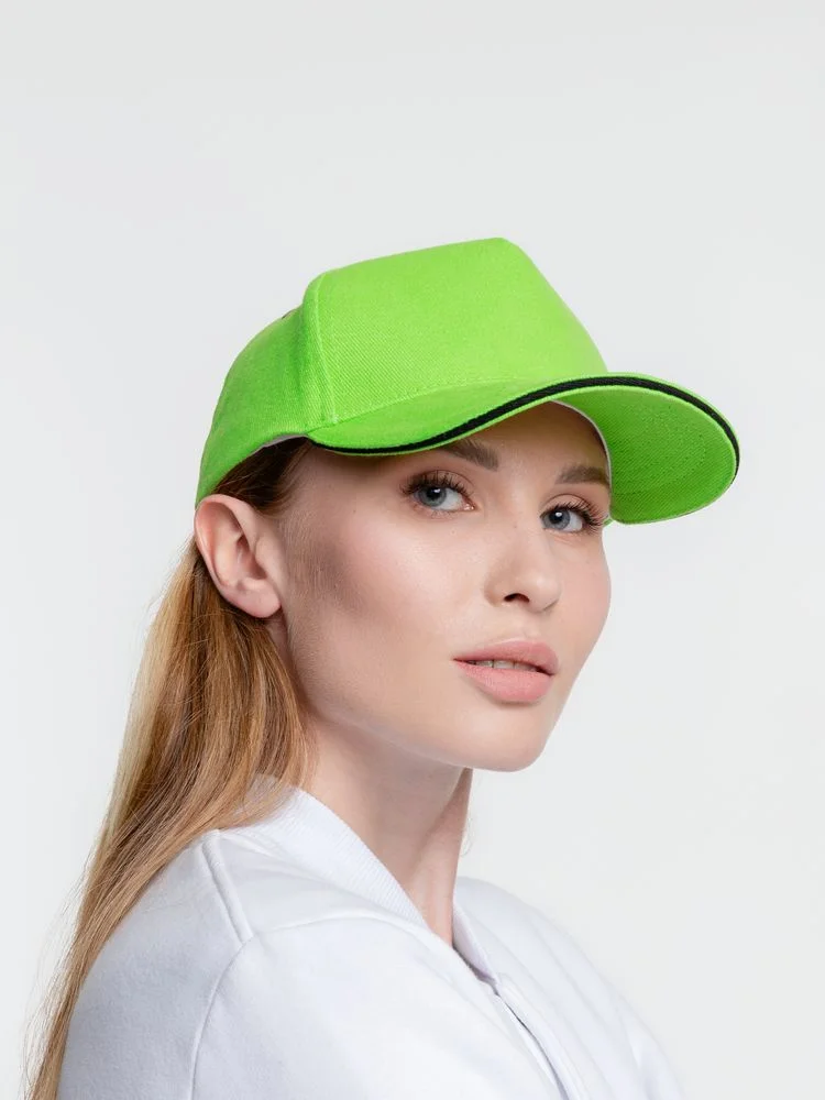 Бейсболка Classic, зеленое яблоко с черным кантом - фото 8