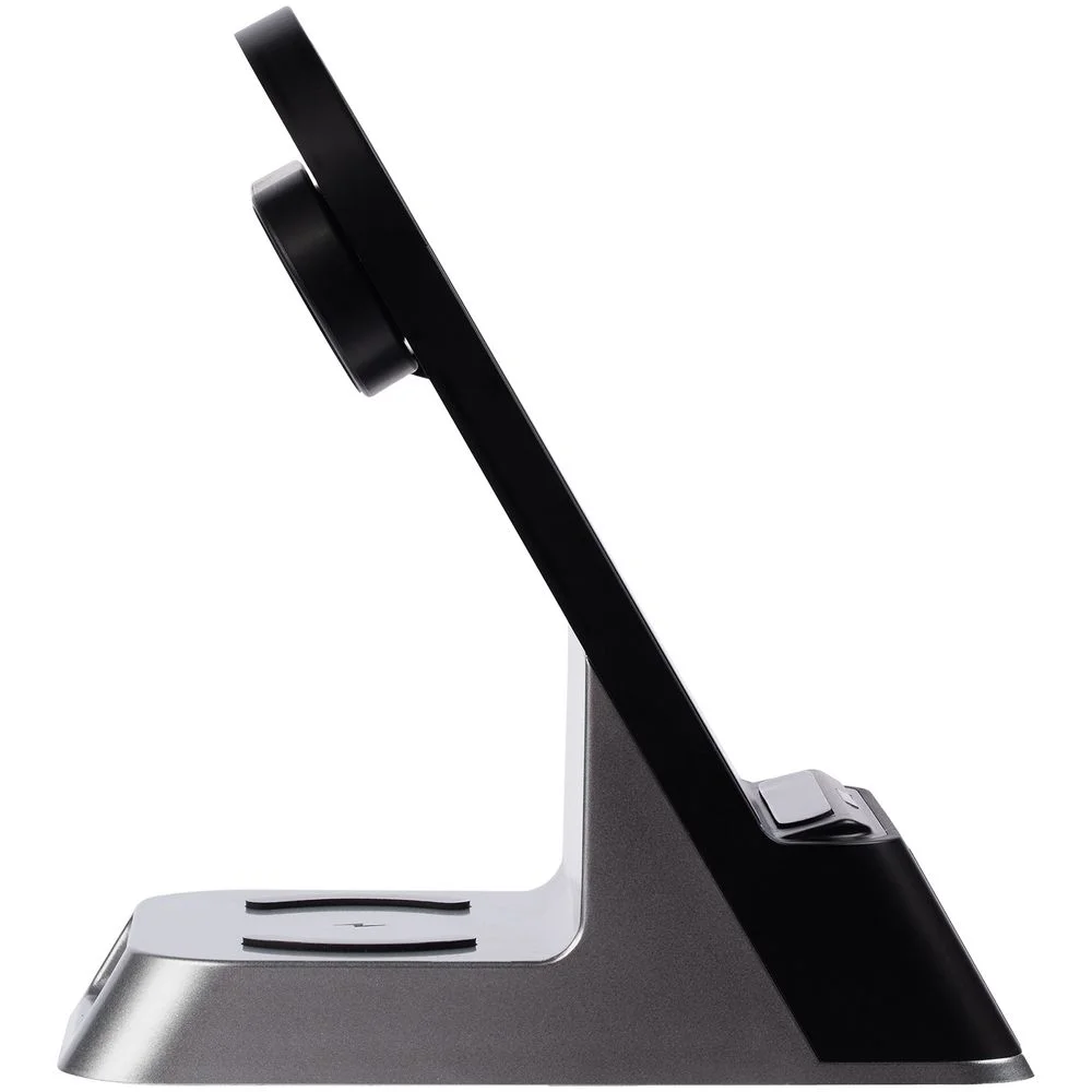 Зарядная станция с часами E-Store для смартфона часов и наушников черная - фото 4