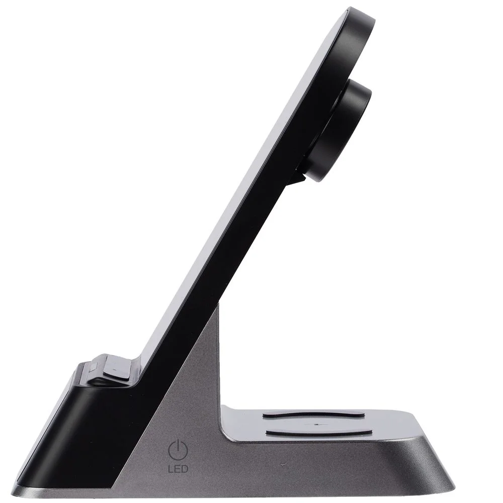 Зарядная станция с часами E-Store для смартфона часов и наушников черная - фото 7