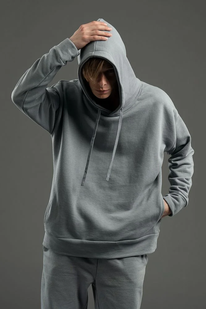 Худи унисекс H2 серое - фото 3