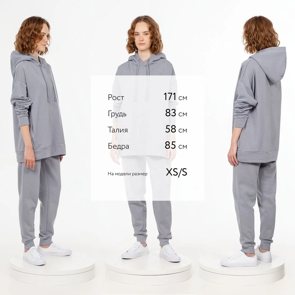 Худи унисекс H2 серое - фото 5