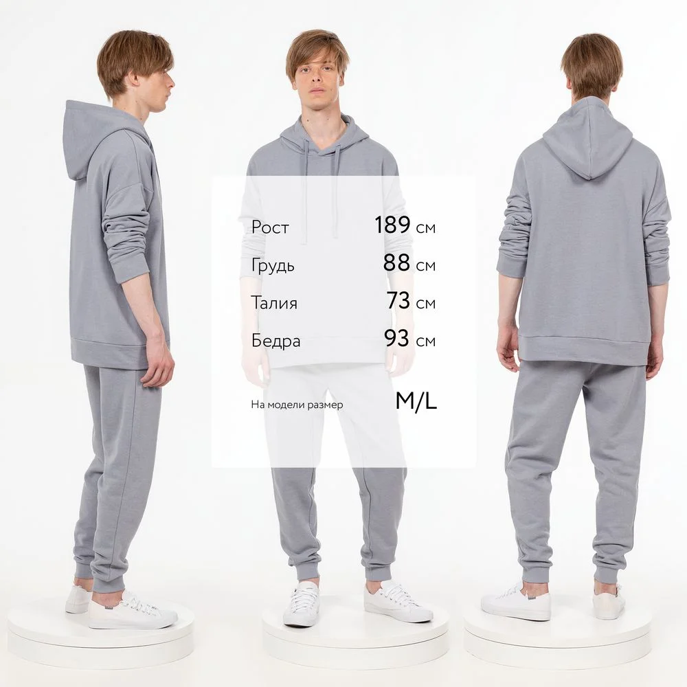 Худи унисекс H2 серое - фото 7