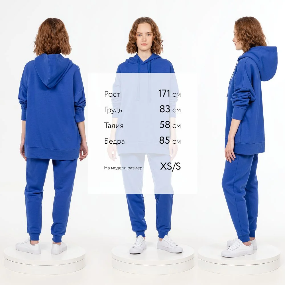 Худи унисекс H2 синее - фото 5