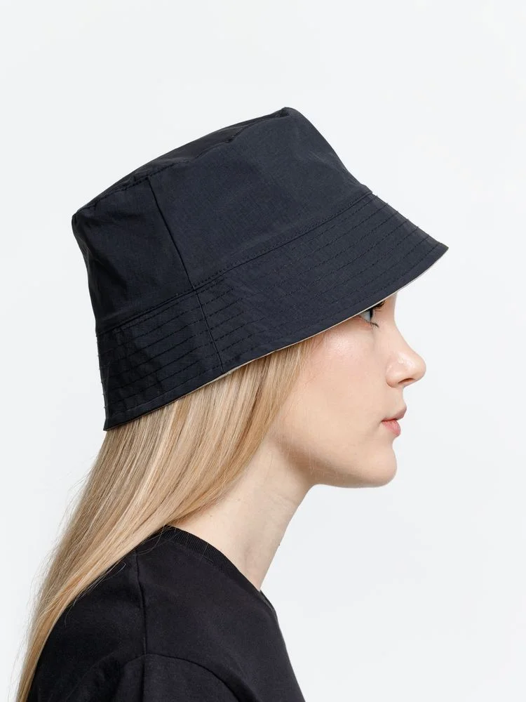 Панама Nylon двусторонняя, черная с хаки - фото 6