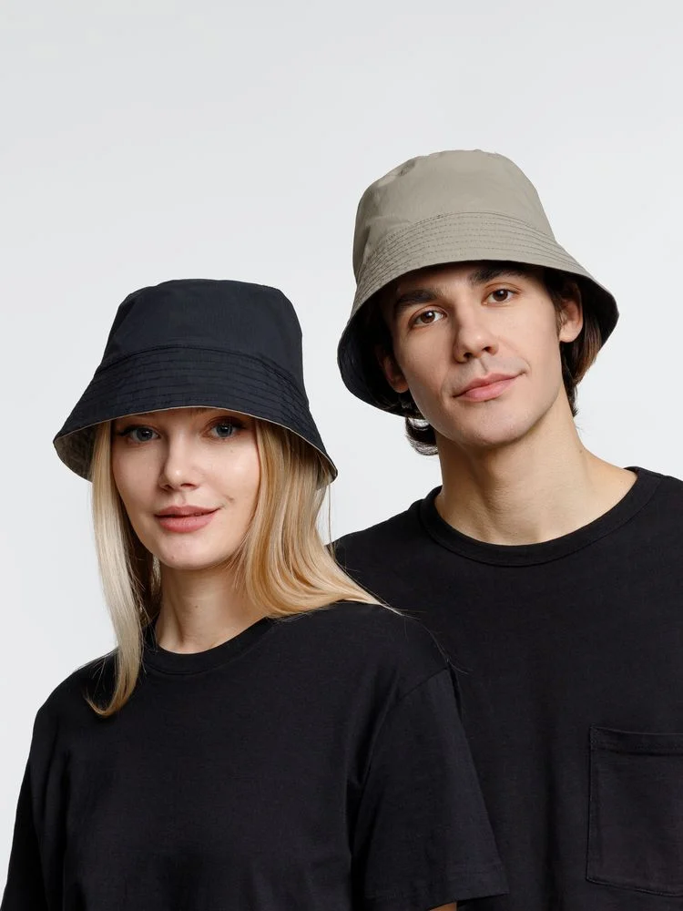 Панама Nylon двусторонняя, черная с хаки - фото 7