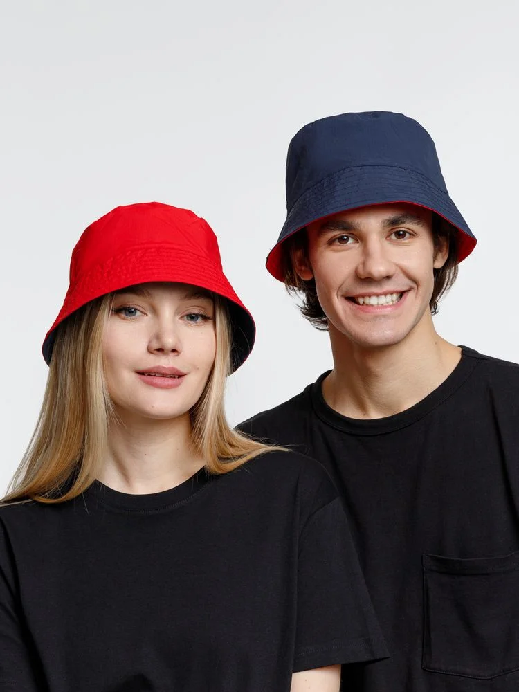 Панама Nylon двусторонняя, темно-синяя с красным - фото 7