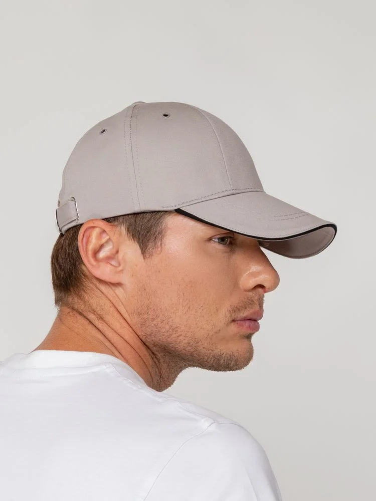 Бейсболка Canopy, серая с черным кантом - фото 9