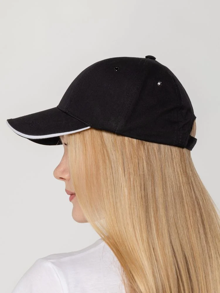 Бейсболка Canopy, черная с белым кантом - фото 9