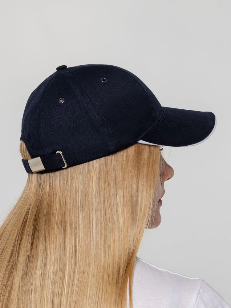 Бейсболка Canopy, темно-синяя с белым кантом - фото 7