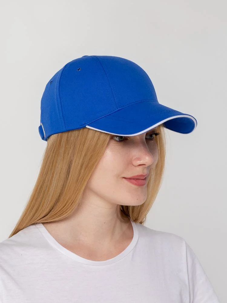 Бейсболка Canopy, ярко-синяя с белым кантом - фото 6