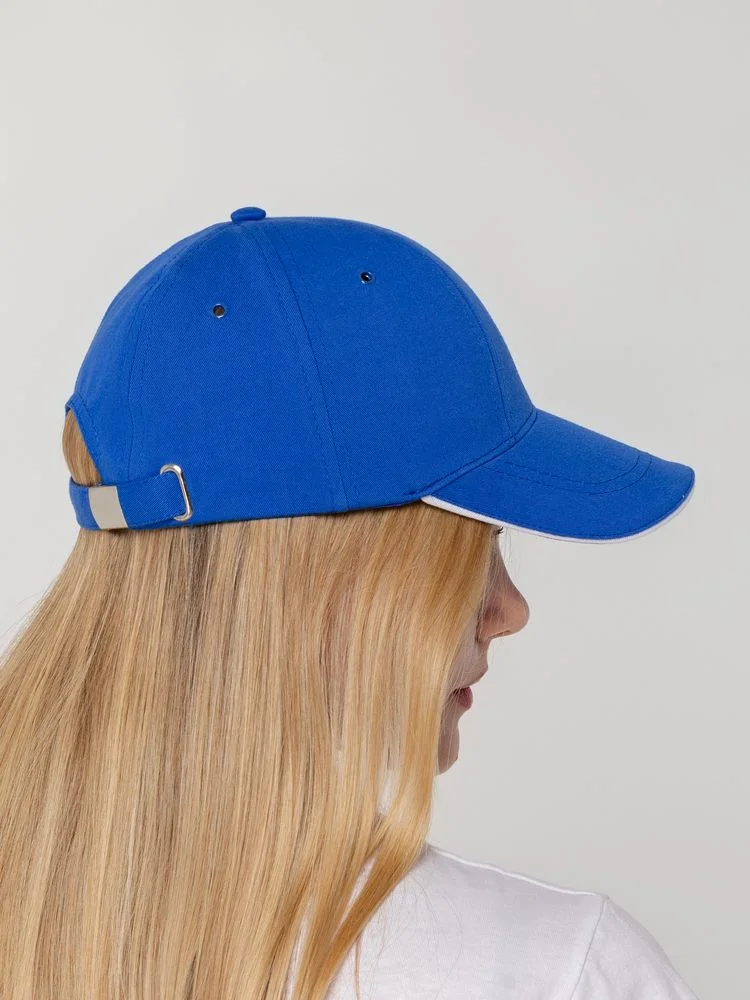 Бейсболка Canopy, ярко-синяя с белым кантом - фото 7