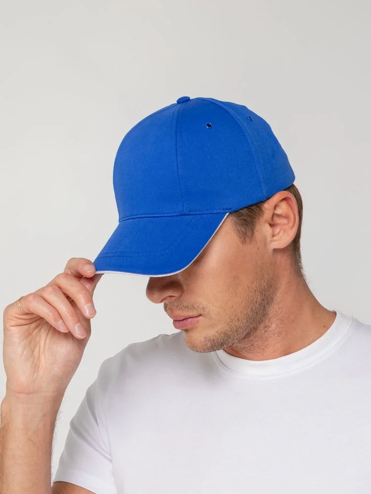 Бейсболка Canopy, ярко-синяя с белым кантом - фото 8