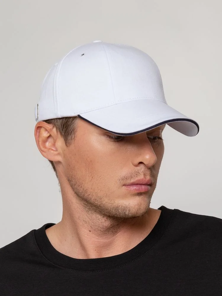 Бейсболка Canopy, белая с темно-синим кантом - фото 8