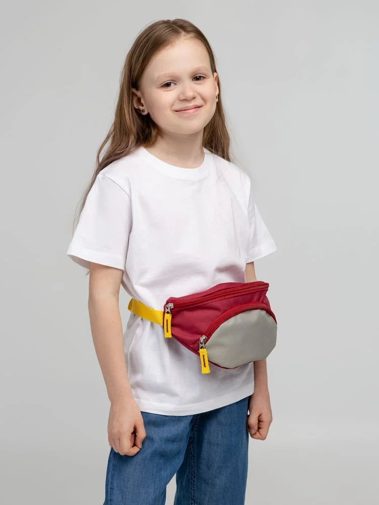 Поясная сумка детская Kiddo бордовая с серым - фото 5